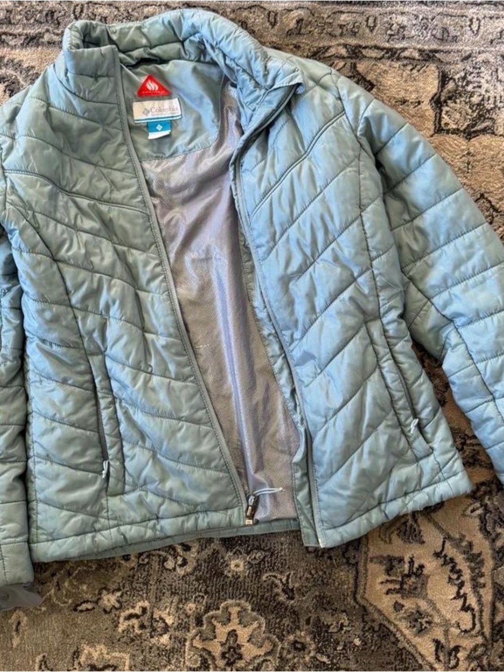 Columbia Light Aqua Quilted Packable Puffer Jacket Omni heat